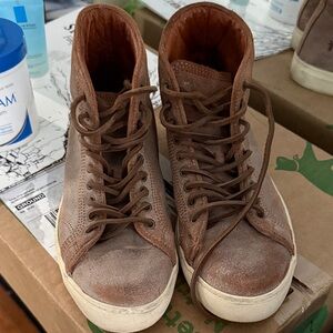 Frye Tan Leather High-Top Sneakers